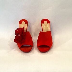 Christian Louboutin Submuline Poppy Red Flower Mule Heels